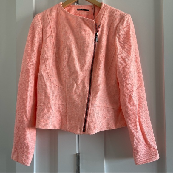 Tweed soft peach zip front jacket - Picture 5 of 9